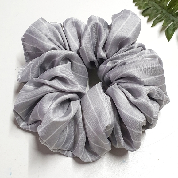 8 for $15 * Large Gray Stripes Soft Polyester Scrunchie